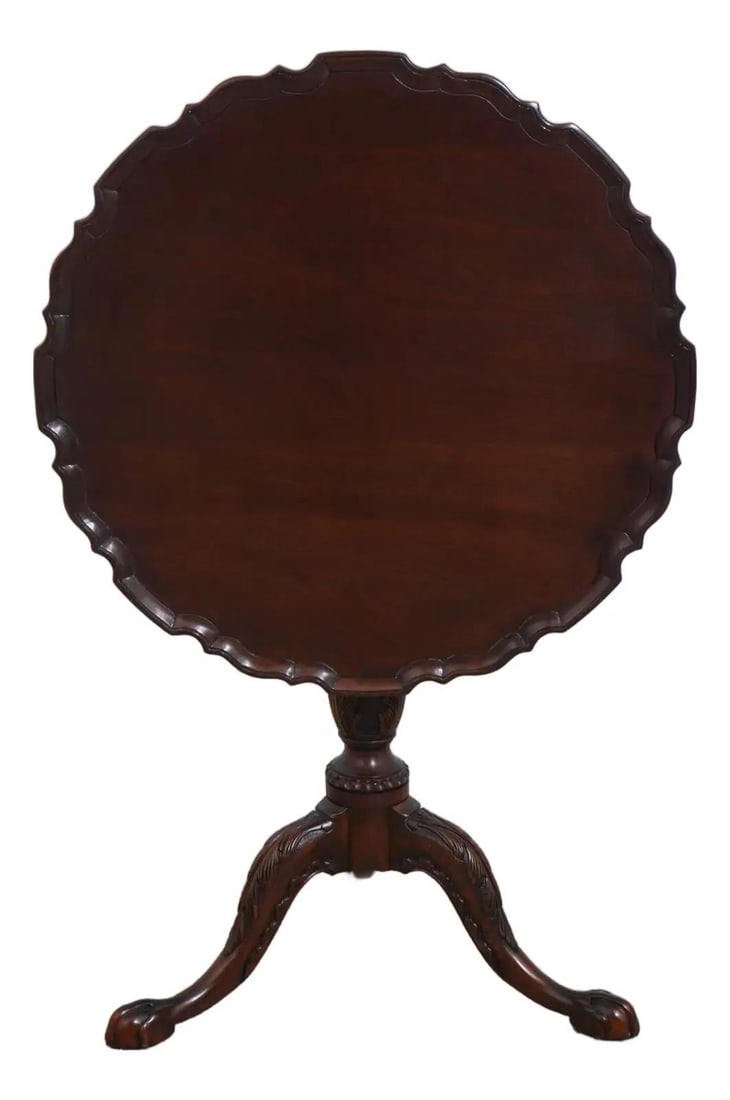 Chippendale Style Mahogany Birdcage Center Tilt Top Table 27.5w (1 of 10)