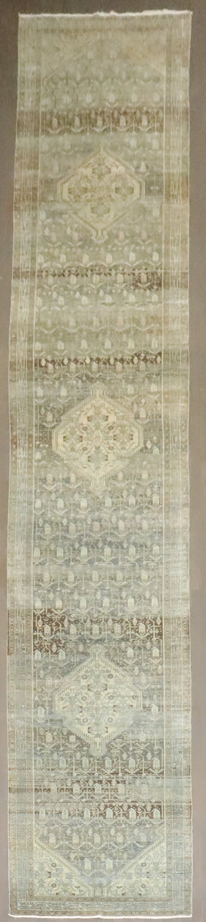 3' 7" x 20' Persian Malayer runner early 20th century: 3' 7" x 20' Persian Malayer runner early 20th century Early 20th century Persian Malayer runner with an elongated format and intricate geometric patterning. This pre-owned antique runner reflects the 