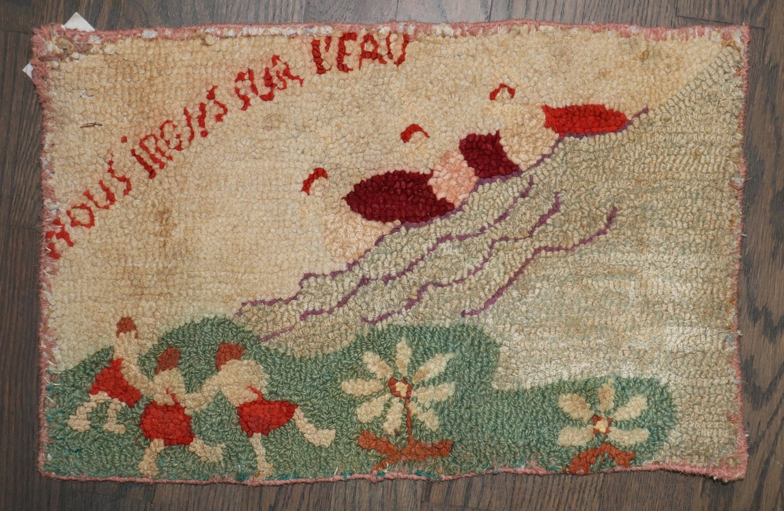11" x 1' 7" Early 20th Century American Hooked Yastik (1 of 6)