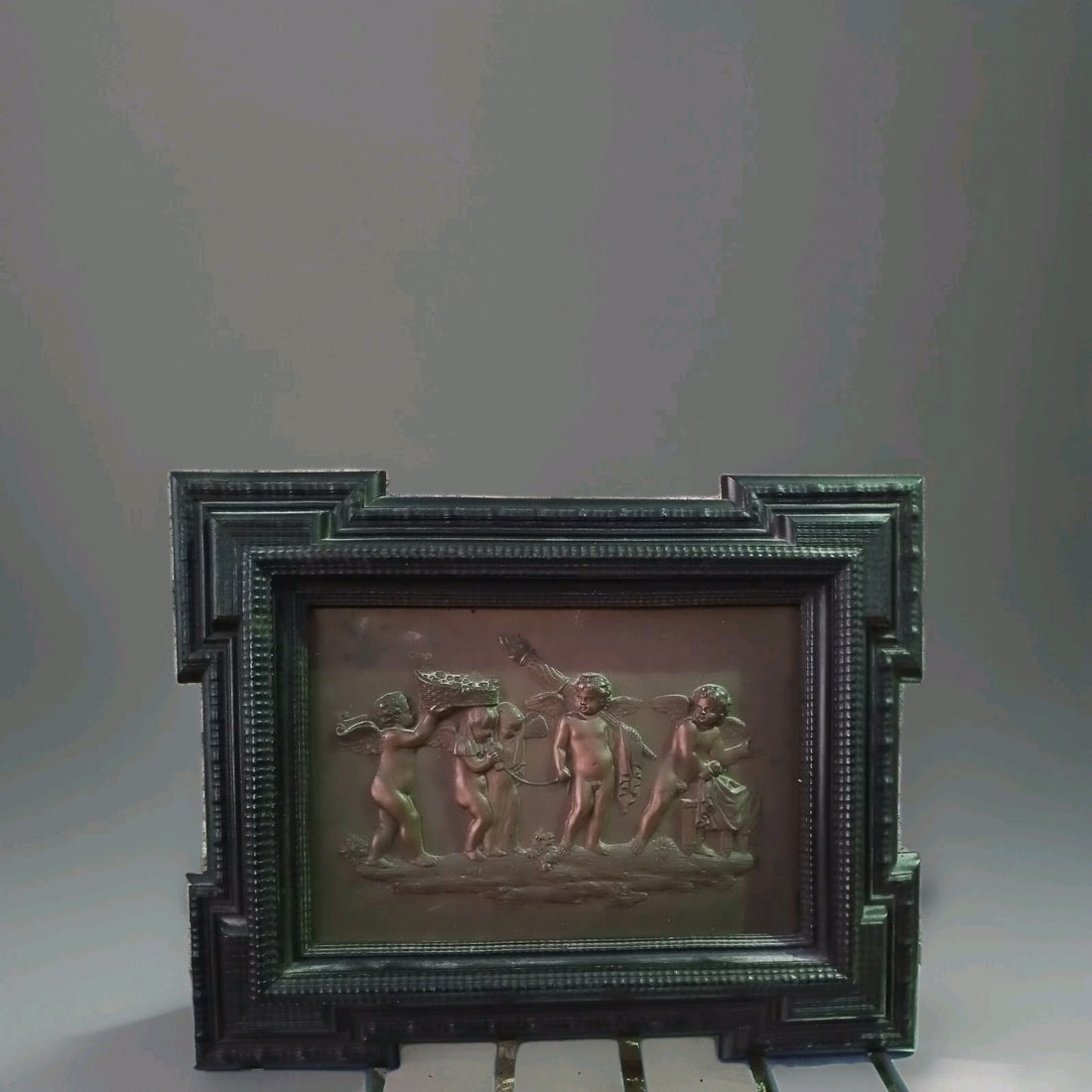 Framed bronze cherub plaque by Benedetto Boschetti Italy (1 of 7)