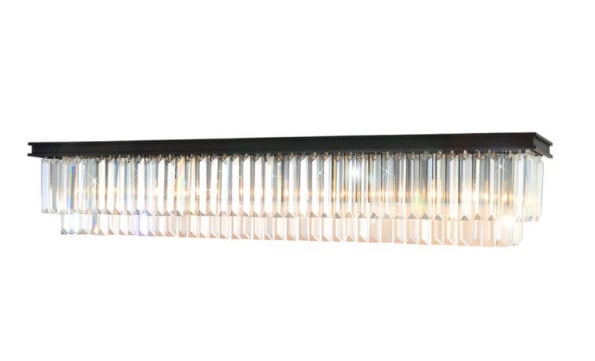 Artistry Reston 10-Light Black Crystal Vanity Wall Sconce 44 Inch: Artistry Reston 10-Light Black Crystal Vanity Wall Sconce 44 Inch This modern wall sconce features a sleek black steel frame and is adorned with high-grade Grand King Cut K9 crystals for a striking, c