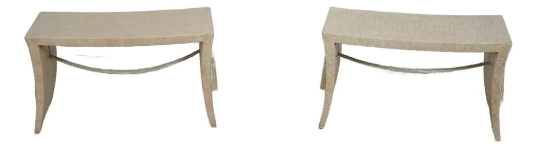 Pair Baker Thomas Pheasant pagoda benches crackle finish (1 of 10)