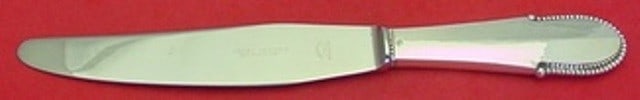 Georg Jensen Beaded Sterling Silver Dinner Knife Short Handle 8 7/8": Georg Jensen Beaded Sterling Silver Dinner Knife Short Handle 8 7/8" This elegant dinner knife features a short handle and is crafted from sterling silver with a stainless steel blade. The knife is pa