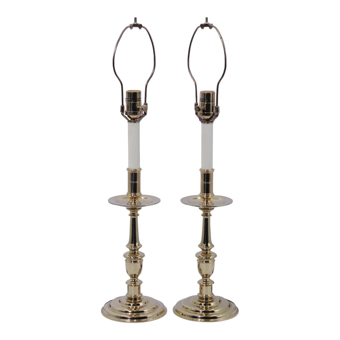 Pair Virginia Metalcrafters Brass Candlestick Table Lamps (1 of 10)