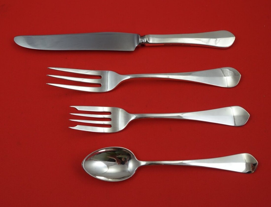 Porter Blanchard Roosevelt Sterling Silver 4-Piece Dinner Place Setting: Porter Blanchard Roosevelt Sterling Silver 4-Piece Dinner Place Setting Elevate your dining experience with this exquisite Roosevelt pattern 4-piece place setting by Porter Blanchard. Crafted from hig