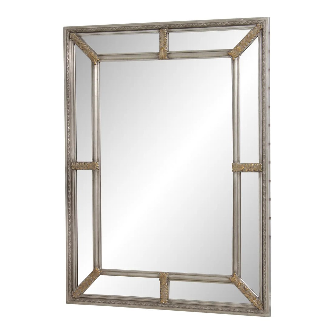 Regency Style Basset Multi Panel Silver Wall Mirror 48w x 36h (1 of 10)
