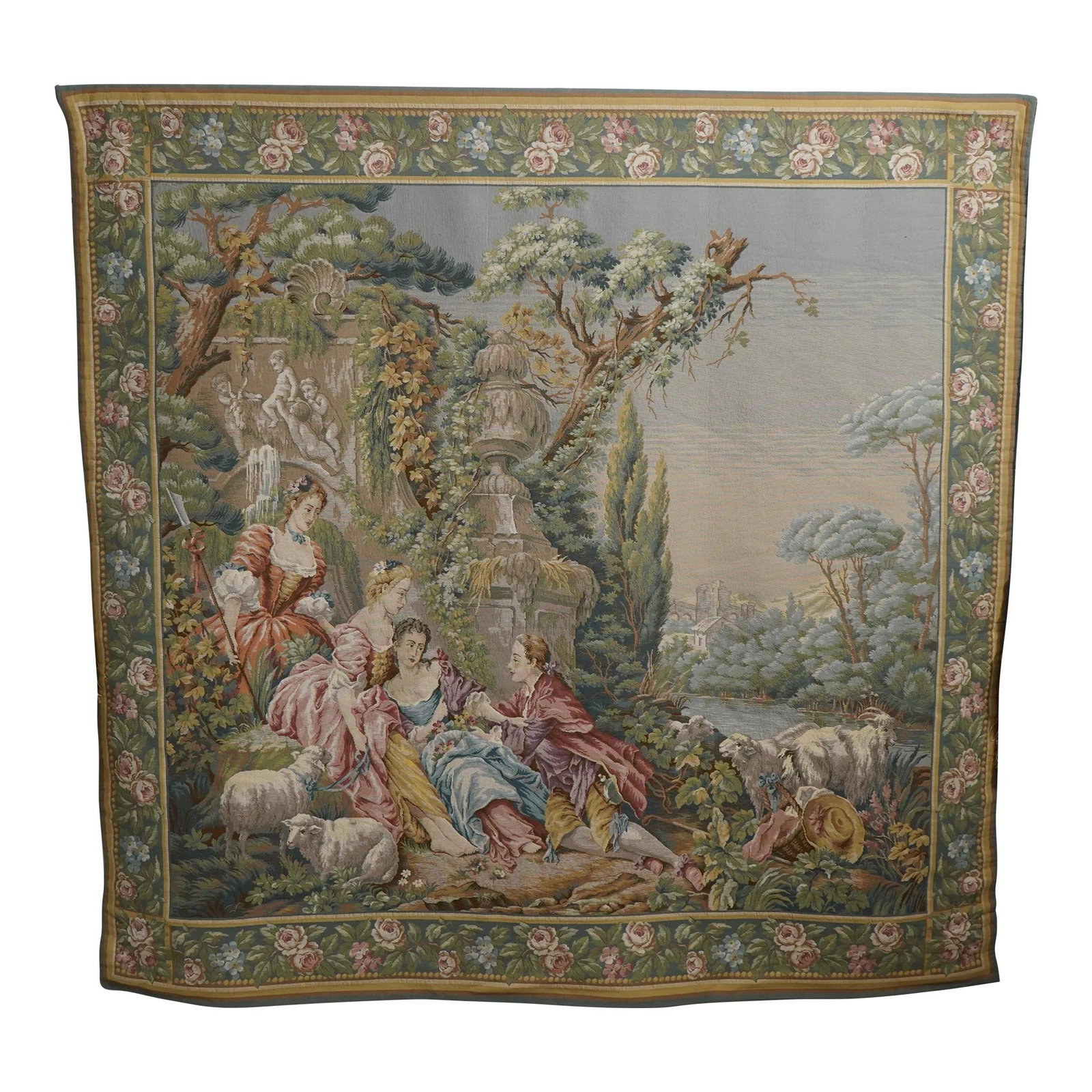 Exquisite French Needlepoint Tapestry Gold 77 x 75 Hanging Bar 104 (1 of 10)