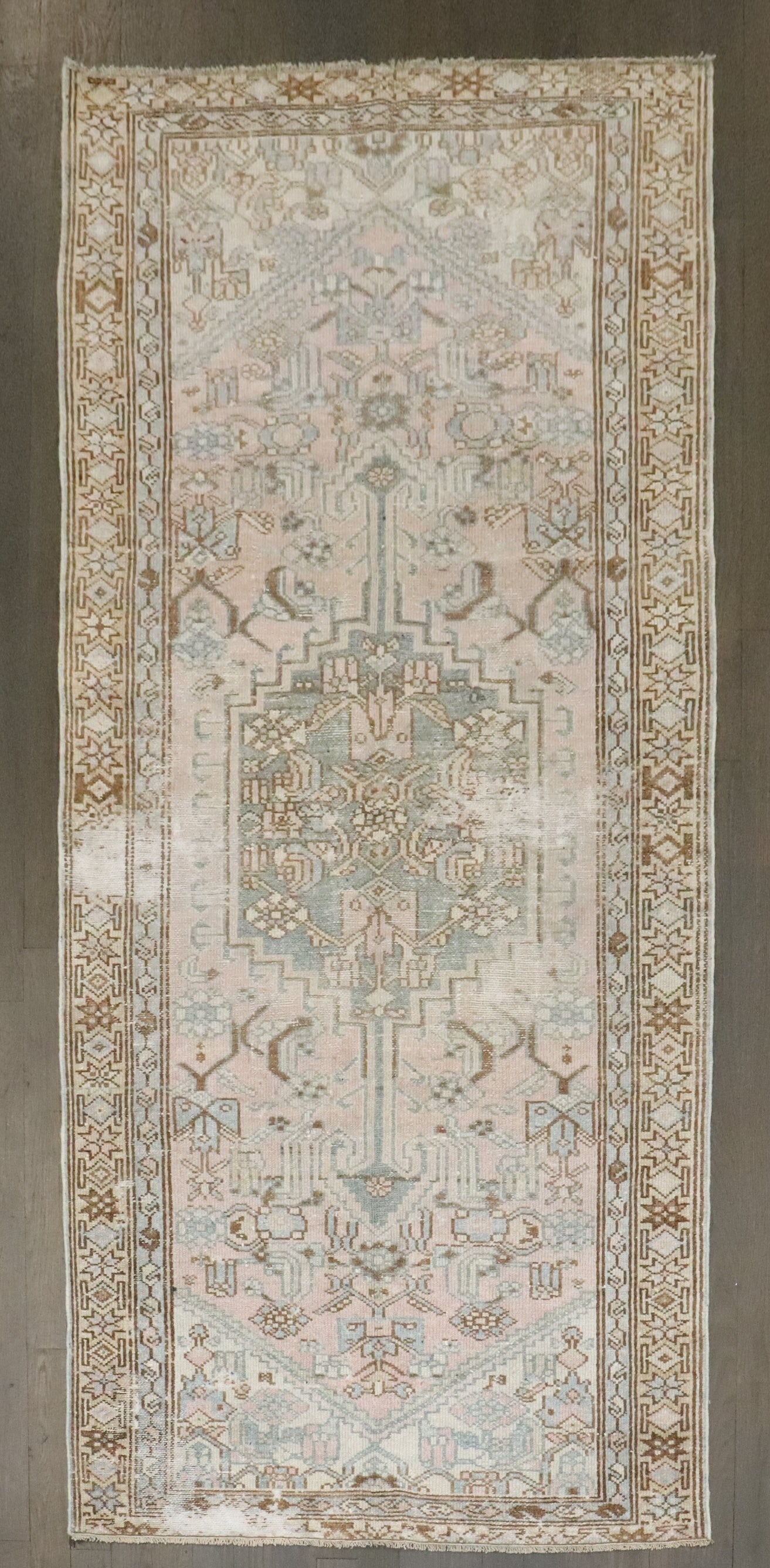 2' 11" x 6' 3" Persian Malayer runner rug blush pink: 2' 11" x 6' 3" Persian Malayer runner rug blush pink Early 20th century Persian Malayer small runner in a blush pink tone. This pre-owned rug is identified as a Malayer and is categorized as a small