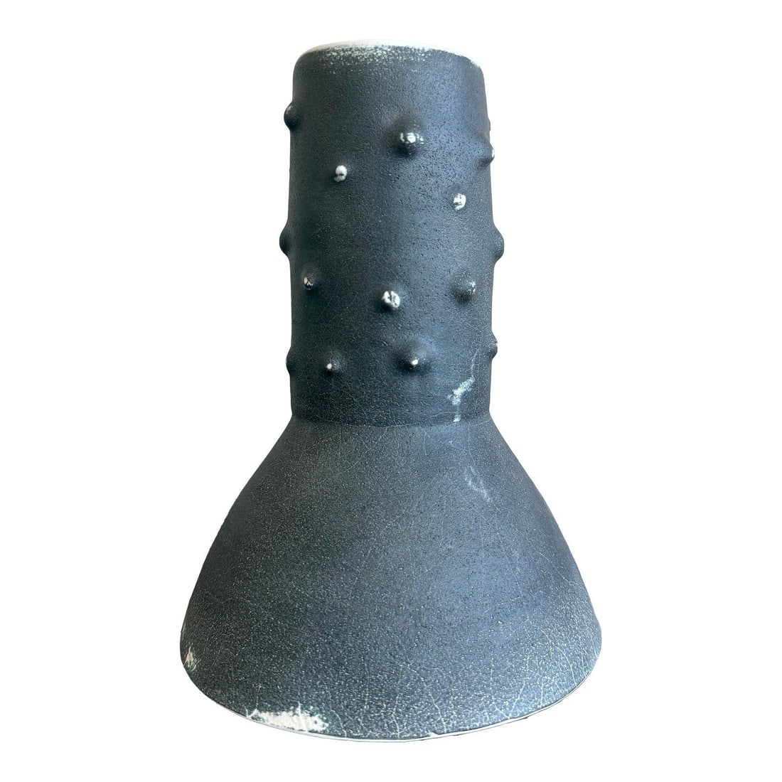 Bold Vintage Boho Brutalist Pottery Vase with Textured Black Glaze (1 of 5)