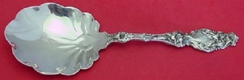 Whiting Lily Sterling Silver 9 Inch Berry Serving Spoon: Whiting Lily Sterling Silver 9 Inch Berry Serving Spoon This exquisite 9-inch berry spoon is a stunning example of the Lily pattern by Whiting, crafted from high-quality sterling silver. Dating from 1