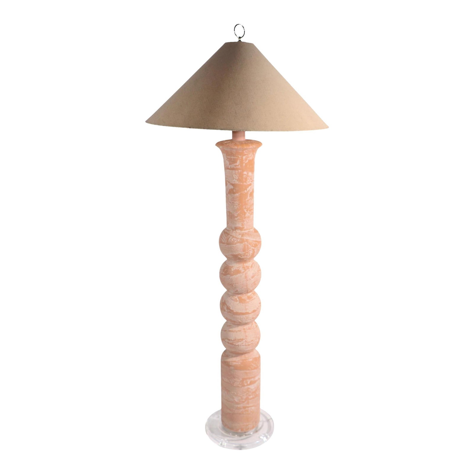 1980s Peach Plaster Floor Lamp with Lucite Base (1 of 10)
