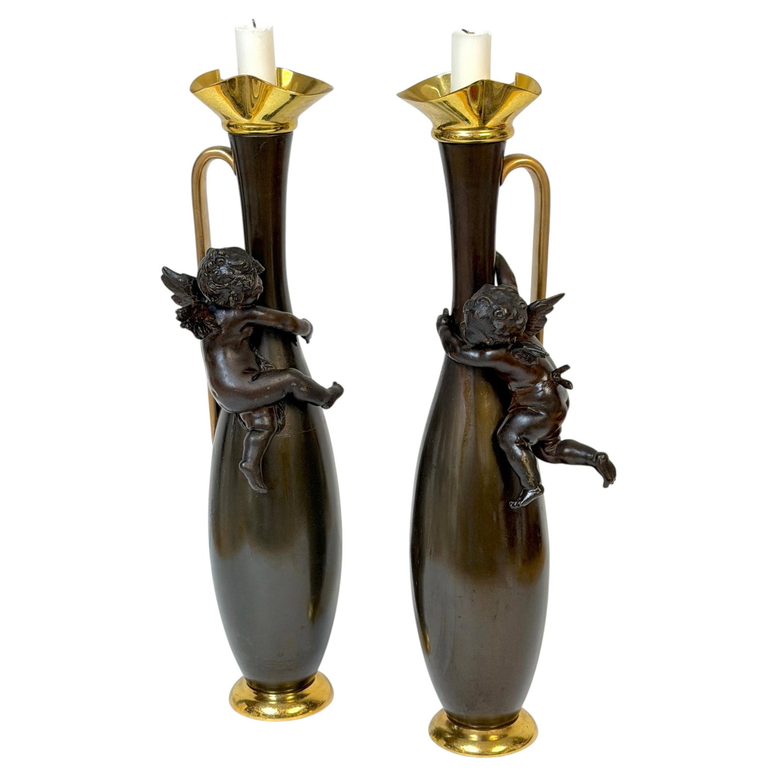 Belle Epoque Cupid Candlestick Pair After Moreau (1 of 17)