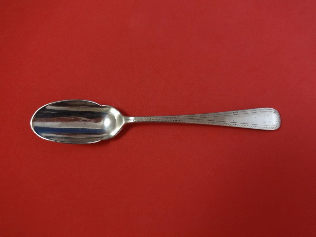 Dominick & Haff Sterling Silver Cheese Scoop Old English Antique Engraved No 1 8.25in: Dominick & Haff Sterling Silver Cheese Scoop Old English Antique Engraved No 1 8.25in This exquisite cheese scoop, crafted by Dominick & Haff, showcases the elegant Old English Antique Engraved No 1 p