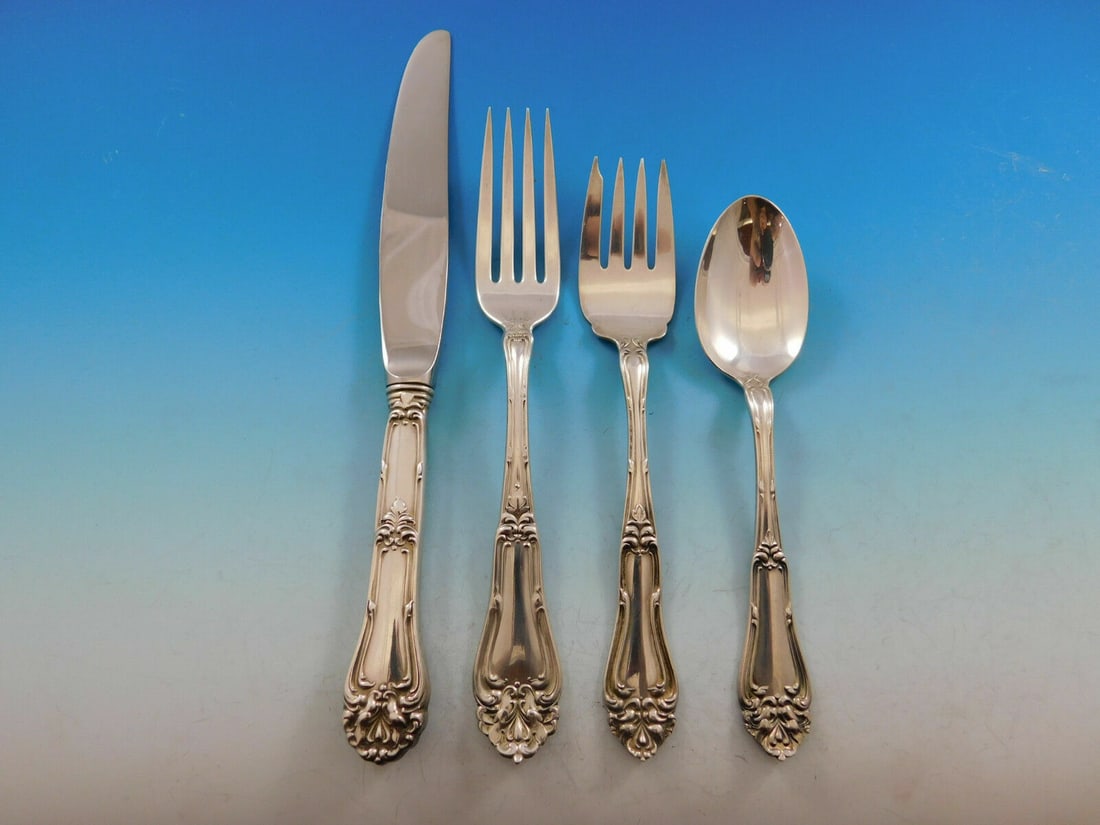 Amston Silver Champlain 4-Piece Sterling Silver Place Setting: Amston Silver Champlain 4-Piece Sterling Silver Place Setting This exquisite 4-piece place setting features the charming Champlain pattern by Amston Silver, crafted from high-quality sterling silver. 
