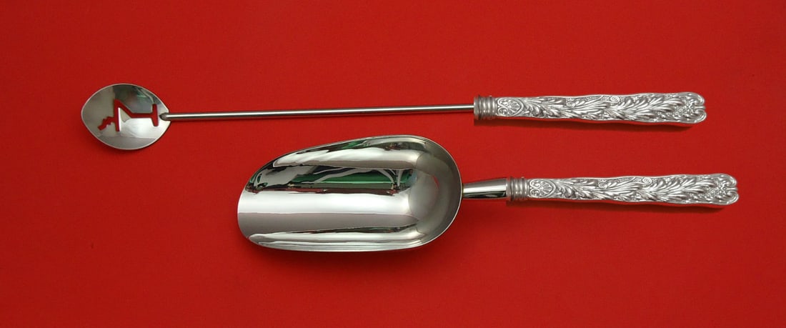 Gorham Saint Cloud Sterling Silver 2pc Bar Set Martini Spoon Ice Scoop: Gorham Saint Cloud Sterling Silver 2pc Bar Set Martini Spoon Ice Scoop Elevate your barware collection with this exquisite 2-piece bar set from Gorham's Saint Cloud line. Crafted from high-quality ste