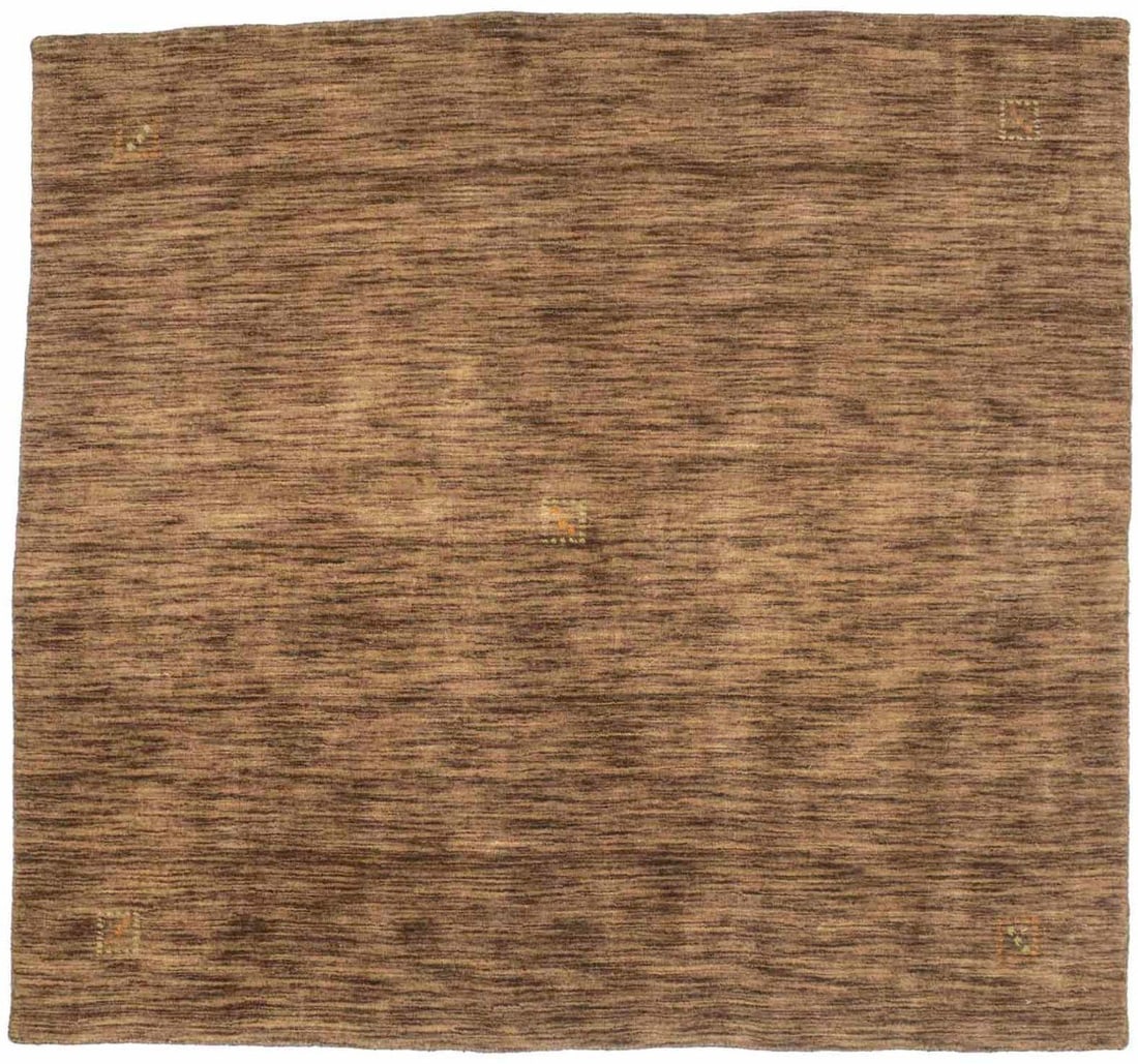 Hand-Loomed 5x5 Square Brown Wool Rug Modern Tribal Design: Hand-Loomed 5x5 Square Brown Wool Rug Modern Tribal Design Enhance your space with this modern 5'0" x 5'0" square solid brown rug, expertly hand-loomed in India. Crafted from high-quality wool, this r