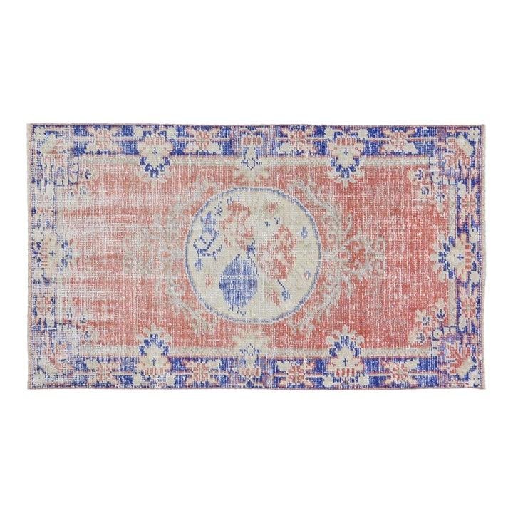 Handmade Anatolian Wool Area Rug Ruby Red 2'5" x 4'5": Handmade Anatolian Wool Area Rug Ruby Red 2'5" x 4'5" This vintage Turkish Anatolian rug is hand-knotted from wool using traditional techniques, offering a blend of timeless craftsmanship and modern d