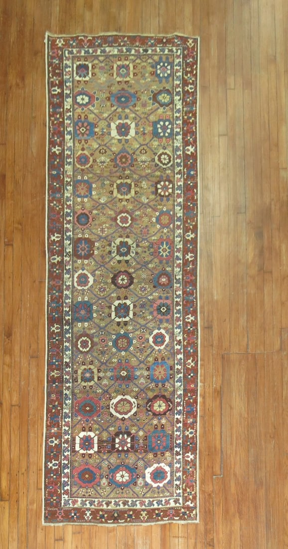 Antique Persian Bakshaish Runner 3' 5" x 10' 4" Camel (1 of 7)