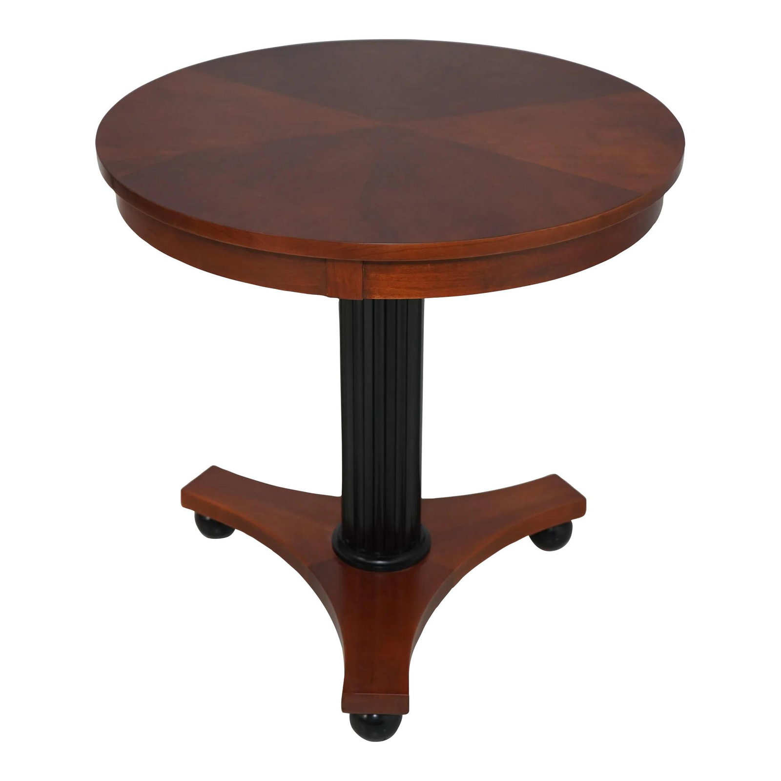 Ethan Allen Medallion Round Pedestal Table Ebonized Wood Traditional Style: Ethan Allen Medallion Round Pedestal Table Ebonized Wood Traditional Style This stunning Ethan Allen Neoclassical Round Pedestal Table from the Medallion Collection showcases exquisite craftsmanship a