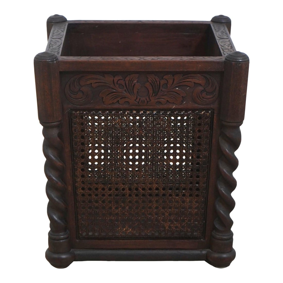 Mahogany magazine rack with cane panels Paine 15w x 15d x 17h (1 of 10)