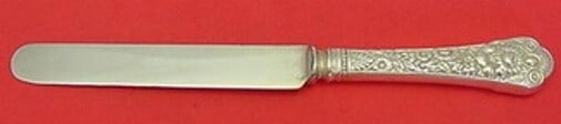 Gorham Cluny Sterling Silver Knife Blunt 8.5 Inch Flatware: Gorham Cluny Sterling Silver Knife Blunt 8.5 Inch Flatware This exquisite Cluny knife, crafted by Gorham, features a sterling silver hollow handle paired with a blunt silverplate blade. Measuring 8 1/