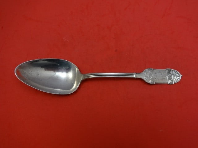 Wendt Grecian Sterling Silver Serving Spoon 8 1/2 in Monogrammed: Wendt Grecian Sterling Silver Serving Spoon 8 1/2 in Monogrammed Sterling silver serving spoon in the Grecian pattern by Wendt. This pre-owned piece is monogrammed, with monograms that may vary, and i