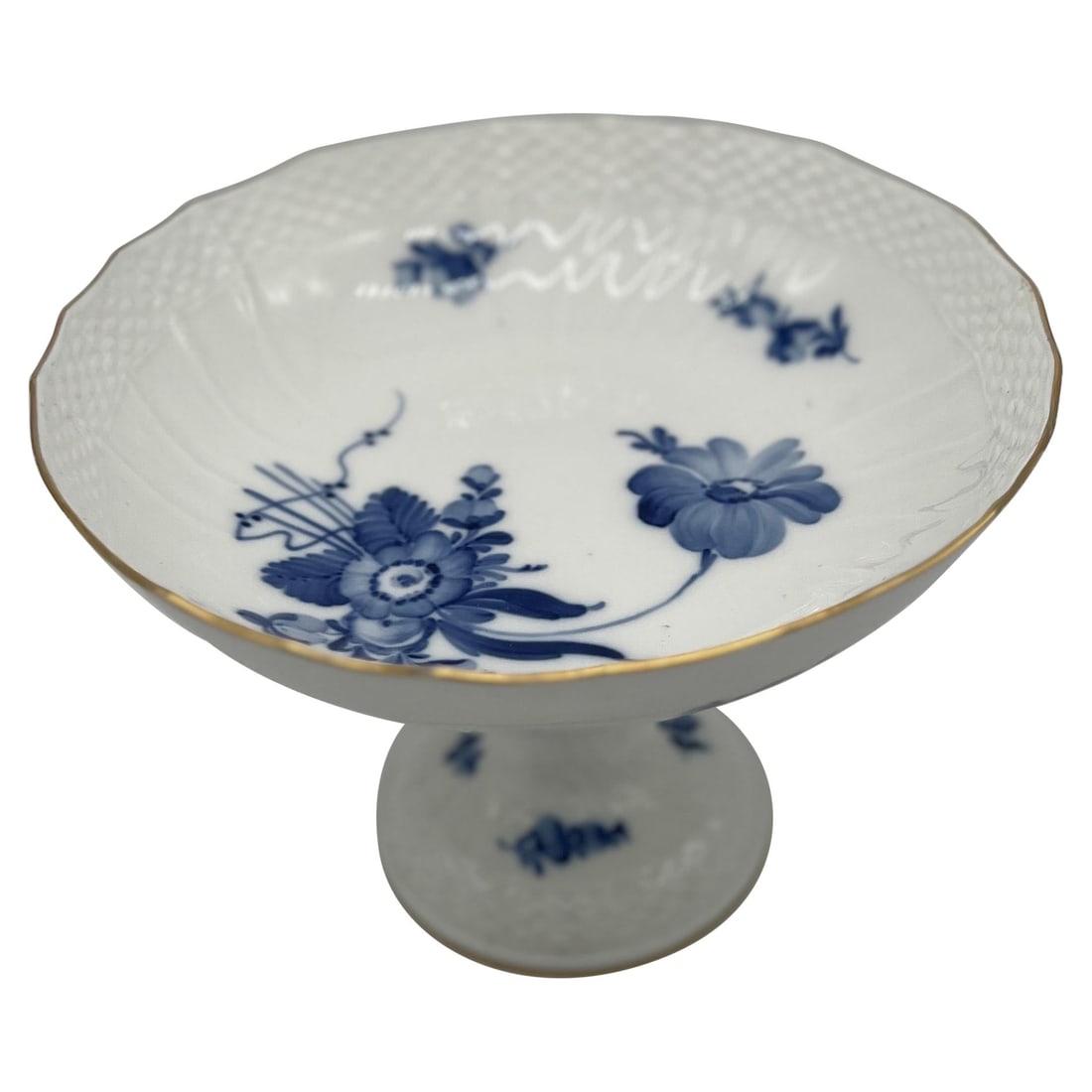 Vintage Royal Copenhagen Blue Flowers Gold Rimmed Porcelain Cake Stand (1 of 4)