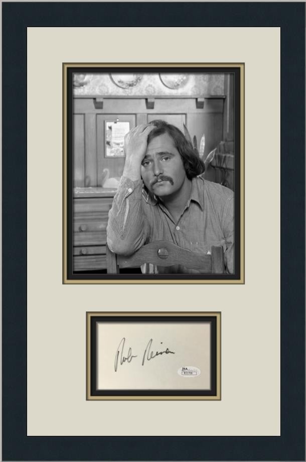 Custom Framed Rob Reiner All in the Family Cut Card Signature JSA: Custom Framed Rob Reiner All in the Family Cut Card Signature JSA Custom framed display featuring an original Rob Reiner cut signature from All in the Family. The piece includes a black and white phot