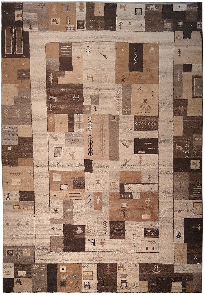 7x10 Gabbeh Wool Rug Brown Beige Premium Quality: 7x10 Gabbeh Wool Rug Brown Beige Premium Quality Free continental US Shipping Enhance your living space with this stunning 7 x 10 Gabbeh Wool Rug, featuring a harmonious blend of brown and beige tones