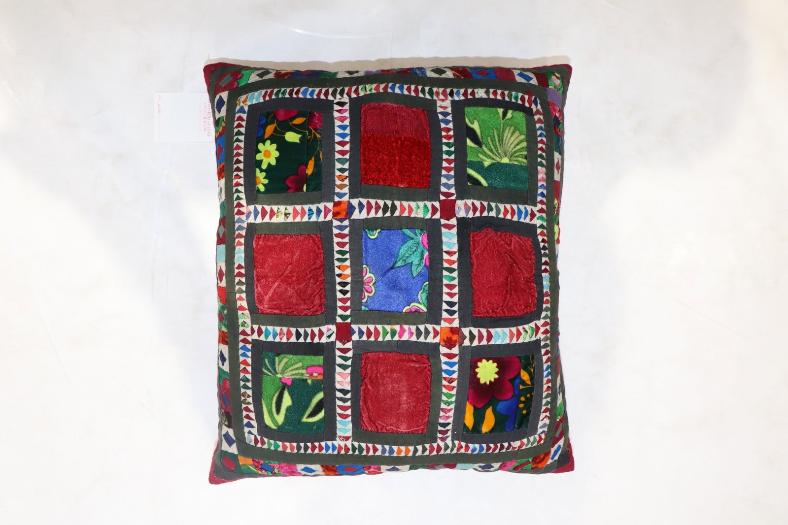 Suzanni Embroidered Textile Pillow Botanical Design 1' 3" x 1' 6" (1 of 3)