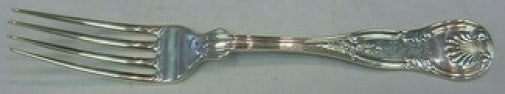 Wood & Hughes New King Sterling Silver Dinner Fork 7 3/4" Monogrammed: Wood & Hughes New King Sterling Silver Dinner Fork 7 3/4" Monogrammed This exquisite dinner fork is crafted from high-quality sterling silver and features the elegant New King pattern by Wood & Hughes