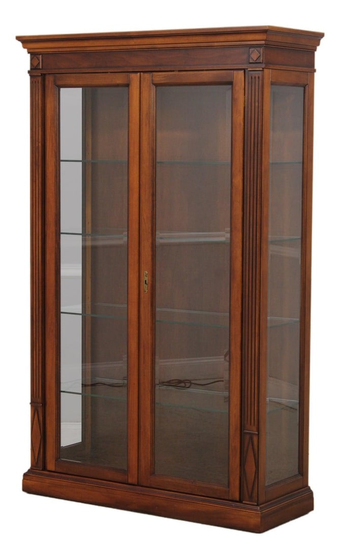 Italian Neoclassical Wood China Cabinet with Beveled Glass Shelves (1 of 10)