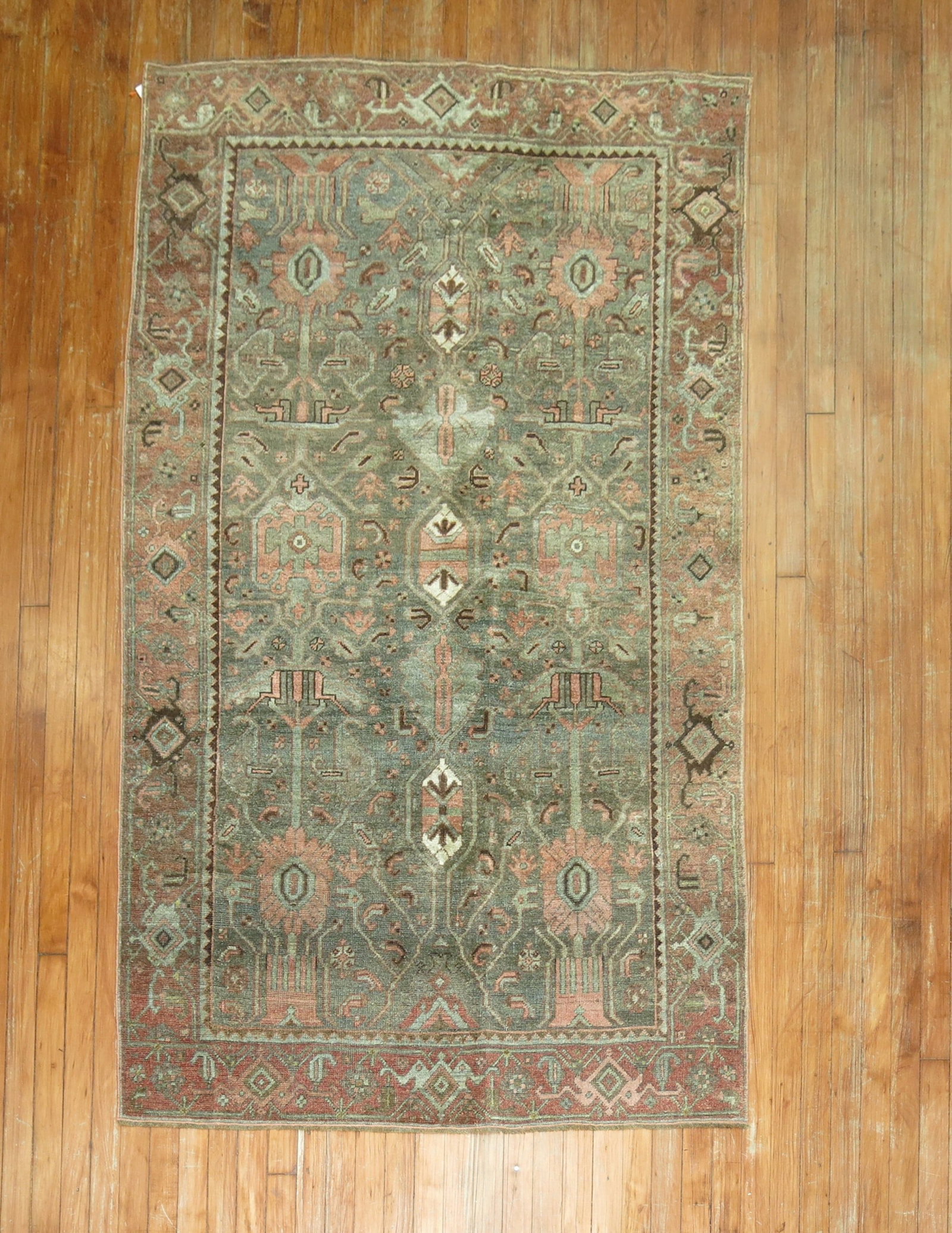 4' 1" x 6' 9" Early 20th Century Persian Bidjar Kurd Rug: 4' 1" x 6' 9" Early 20th Century Persian Bidjar Kurd Rug Early 20th century Persian Kurd Bidjar rug with intricate floral and geometric patterning. This pre-owned accent rug offers a classic Bidjar de