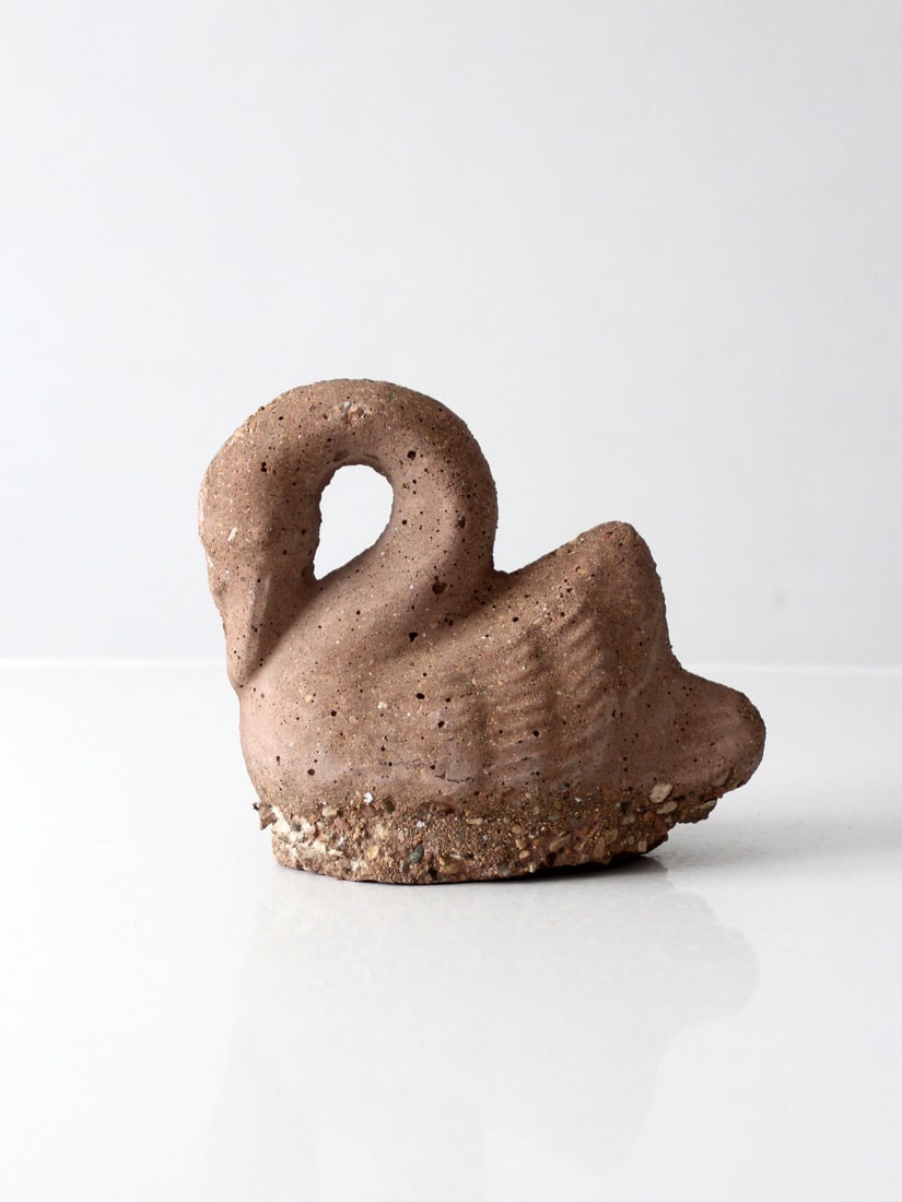 Handmade Cement Swan Figure Brutalist Style 8.75 inch Wide (1 of 11)