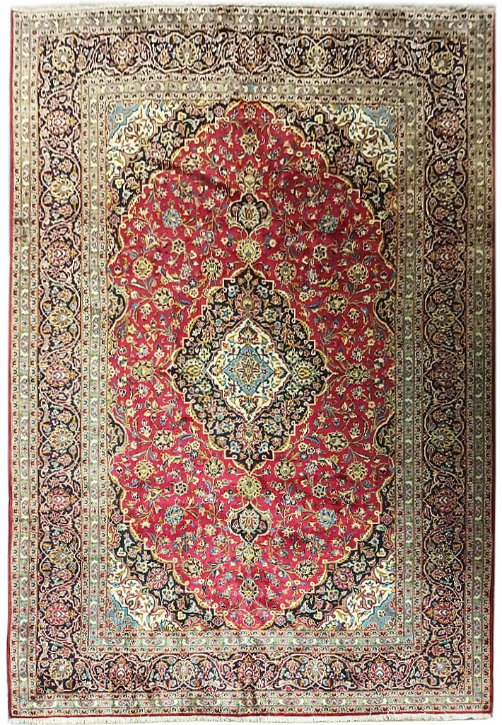 9.6 x 13 Persian Kashan Rug Elegant Design Pre Owned: 9.6 x 13 Persian Kashan Rug Elegant Design Pre Owned Free continental US Shipping This exquisite Persian Kashan rug measures 9.6 x 13 feet and is perfect for enhancing any living space with its rich c
