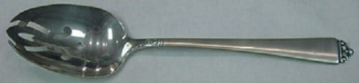 Oneida Satin Beauty Sterling Silver Slotted Serving Spoon 8 1/4": Oneida Satin Beauty Sterling Silver Slotted Serving Spoon 8 1/4" Enhance your dining experience with this exquisite Satin Beauty serving spoon by Oneida. Crafted from high-quality sterling silver, thi