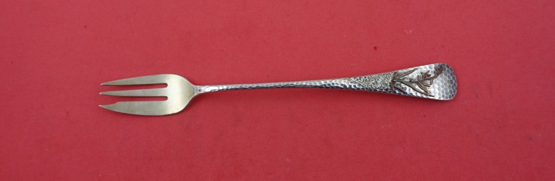 Gorham Applied Metals Sterling Silver Cocktail Fork #6 Light Gold Wash: Gorham Applied Metals Sterling Silver Cocktail Fork #6 Light Gold Wash Elevate your dining experience with this exquisite Sterling Silver Cocktail Fork from Gorham, crafted during the 1850-1899 period