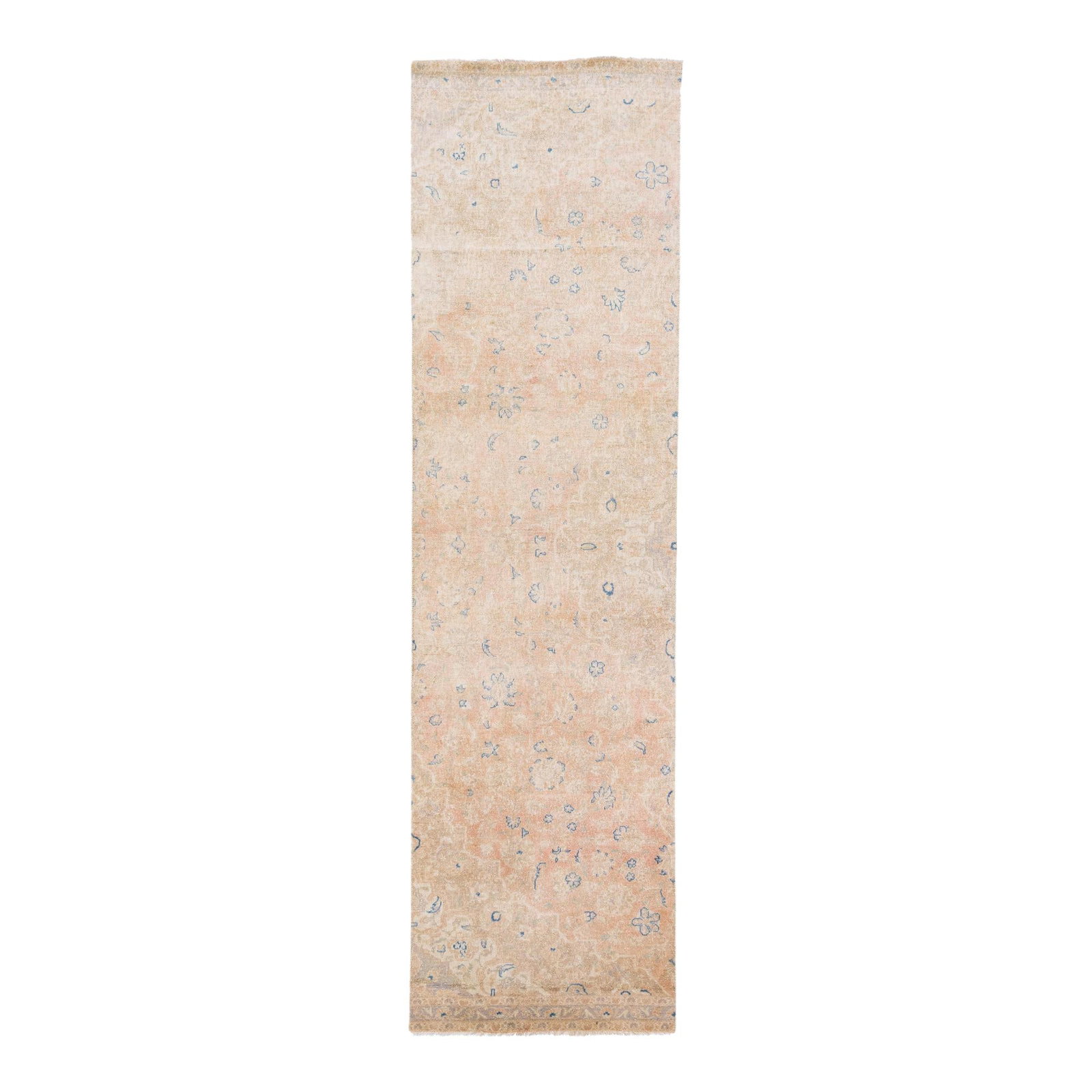 1960s Handmade Karajah Floral Beige Wool Runner 3' x 11': 1960s Handmade Karajah Floral Beige Wool Runner 3' x 11' Enhance your space with this stunning vintage Persian Karajah handmade wool runner from the 1960s. Featuring a charming beige field adorned wit