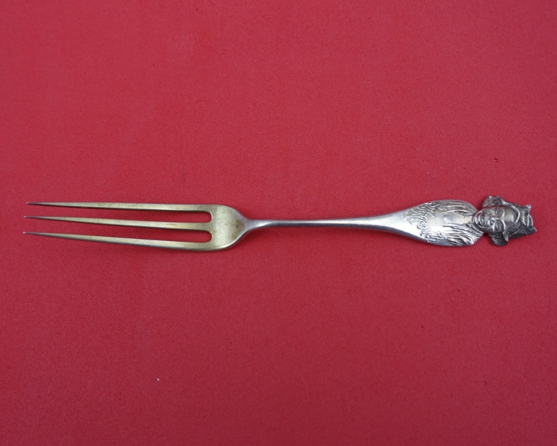Shiebler Sunny South sterling strawberry fork 5 3/4 inch gold washed: Shiebler Sunny South sterling strawberry fork 5 3/4 inch gold washed This is a Shiebler strawberry fork from the Sunny South pattern, crafted in sterling silver with a gold washed finish. It measures 