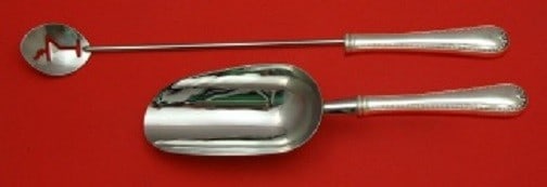Gorham Newcastle Sterling Silver 2pc Bar Serving Set: Gorham Newcastle Sterling Silver 2pc Bar Serving Set This exquisite 2-piece bar serving set from the Newcastle pattern by Gorham is crafted from high-quality sterling silver. The set includes a 9" ice