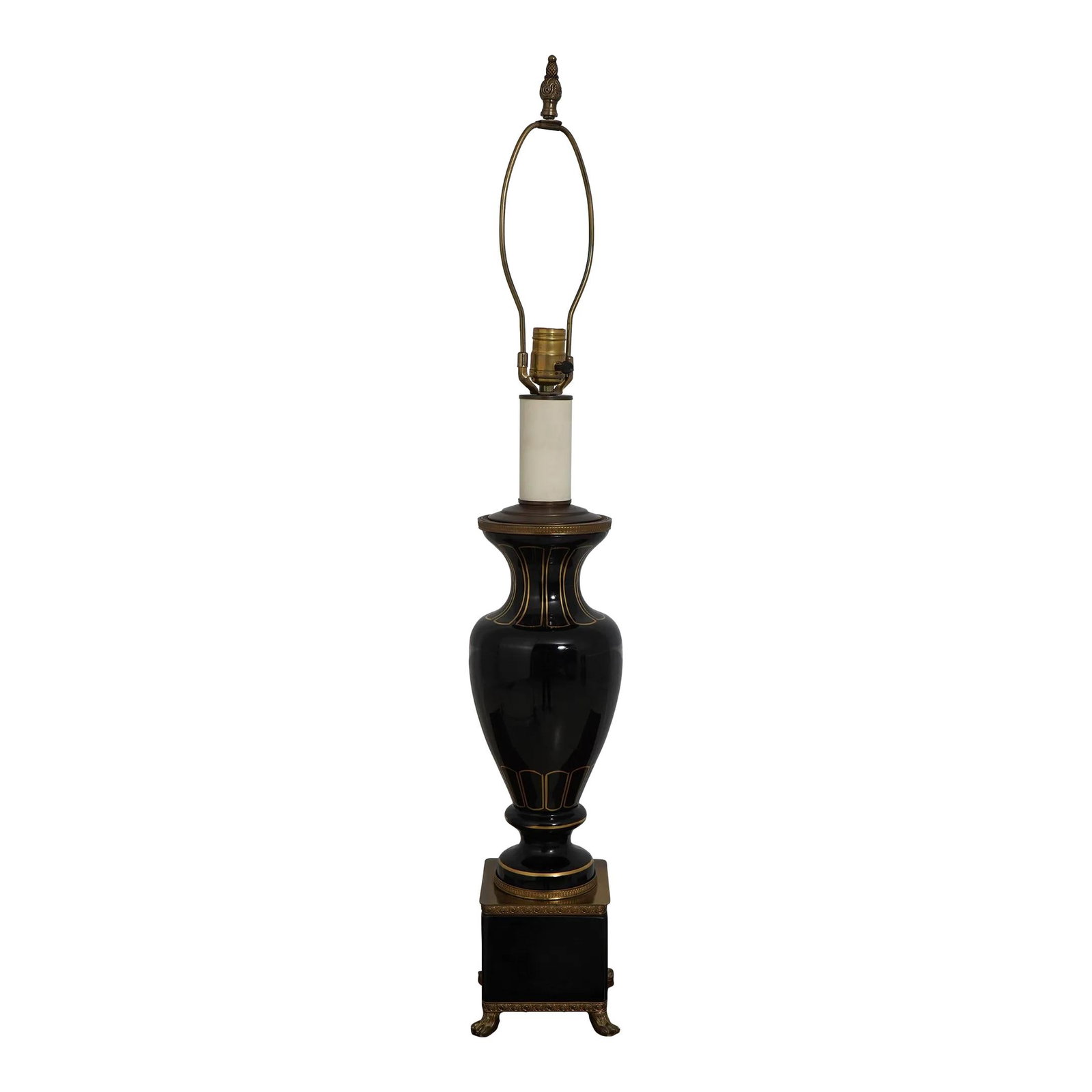 Vintage Empire Style Black Porcelain Brass Lamp 37" Tall (1 of 10)