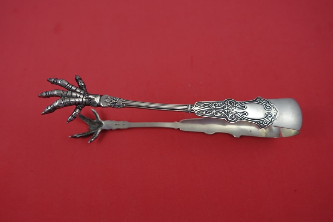 Whiting Alhambra Sterling Silver Ice Tong Small Double Claw 6 3/4" (1 of 2)