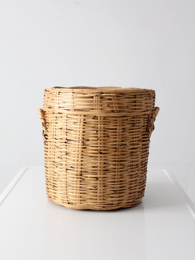 Woven Wicker Basket with Lid and Side Handles 14.5 inch (1 of 12)