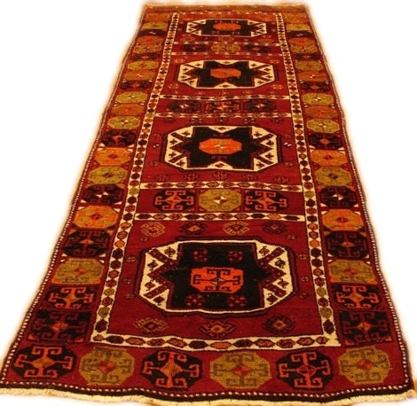 Persian Tribal Rug 3.7 x 10 Hand Knotted Wool Geometric Design: Persian Tribal Rug 3.7 x 10 Hand Knotted Wool Geometric Design Free continental US Shipping This 3.7 x 10 Persian Tribal Geometric Rug is hand-knotted by village weavers in Iran's Hamadan or Malayer r