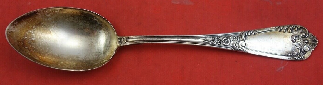 Wallace Venezia Sterling Silver 8 Inch Dinner Spoon: Wallace Venezia Sterling Silver 8 Inch Dinner Spoon This exquisite 8" dinner spoon is part of the Venezia pattern by Wallace-Italy, crafted from high-quality sterling silver. The spoon features a slee