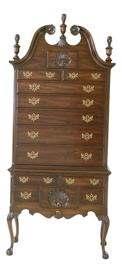 Chippendale Mahogany Highboy Model 1780 Old Dominion by Kittinger: Chippendale Mahogany Highboy Model 1780 Old Dominion by Kittinger This exquisite Kittinger Biggs Model 1780 Chippendale Highboy is a stunning piece of furniture that showcases traditional craftsmanshi