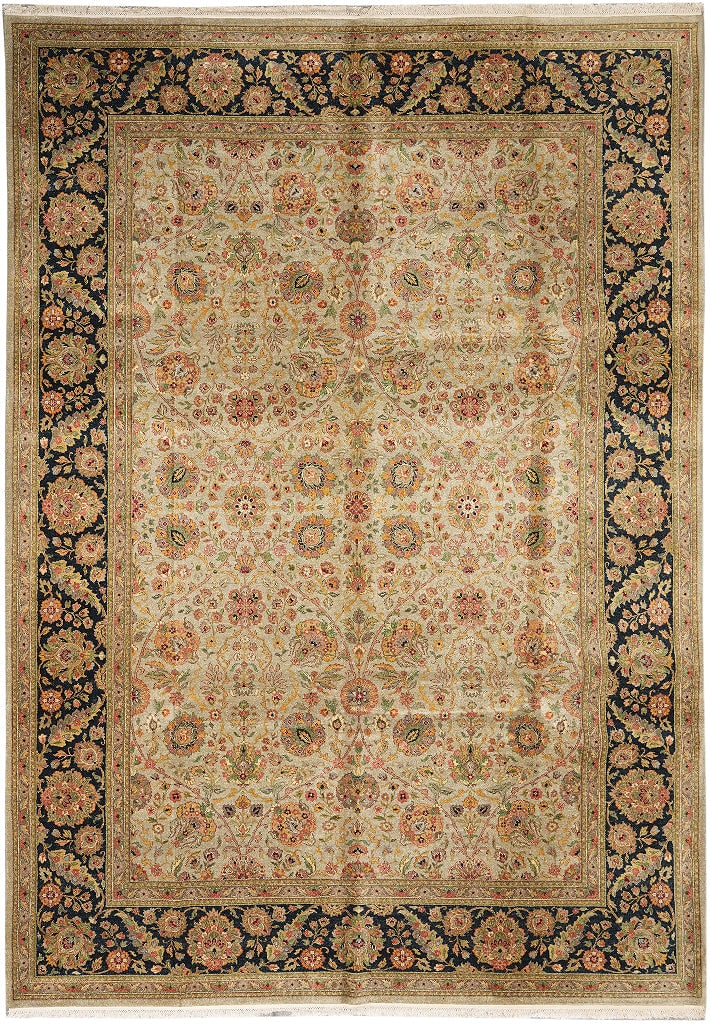 Handmade Jaipur Rug 10 x 14 Antique Look Wool Area Black Border: Handmade Jaipur Rug 10 x 14 Antique Look Wool Area Black Border Free continental US Shipping This 10 x 14 handmade Jaipur area rug features an antique-look design skillfully crafted by artisans using 