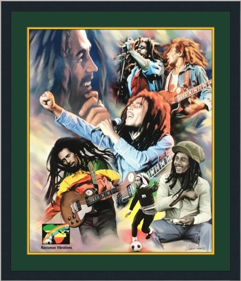 Bob Marley Custom Framed Print by Wishum Gregory 30x24: Bob Marley Custom Framed Print by Wishum Gregory 30x24 This striking custom framed print features the iconic musician Bob Marley, created by artist Wishum Gregory. Measuring 30 in. by 24 in., the prin