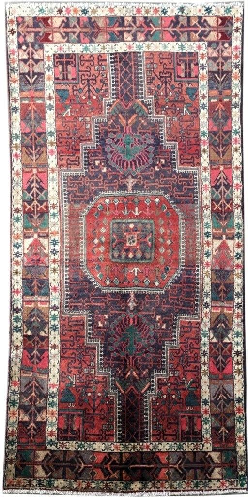 Handcrafted Persian Hamadan Rug 4.7 x 7.11 Elegant Wool Design (1 of 7)