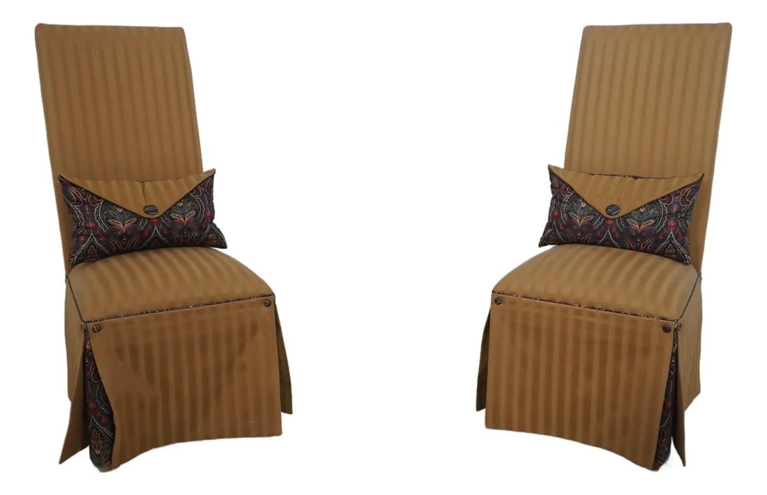 Elegant Pair of High Back Upholstered Parsons Chairs (1 of 10)